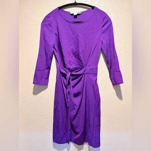 Diane Von Furstenberg Vibrant Purple Long Sleeve Tie Dress Sz 0